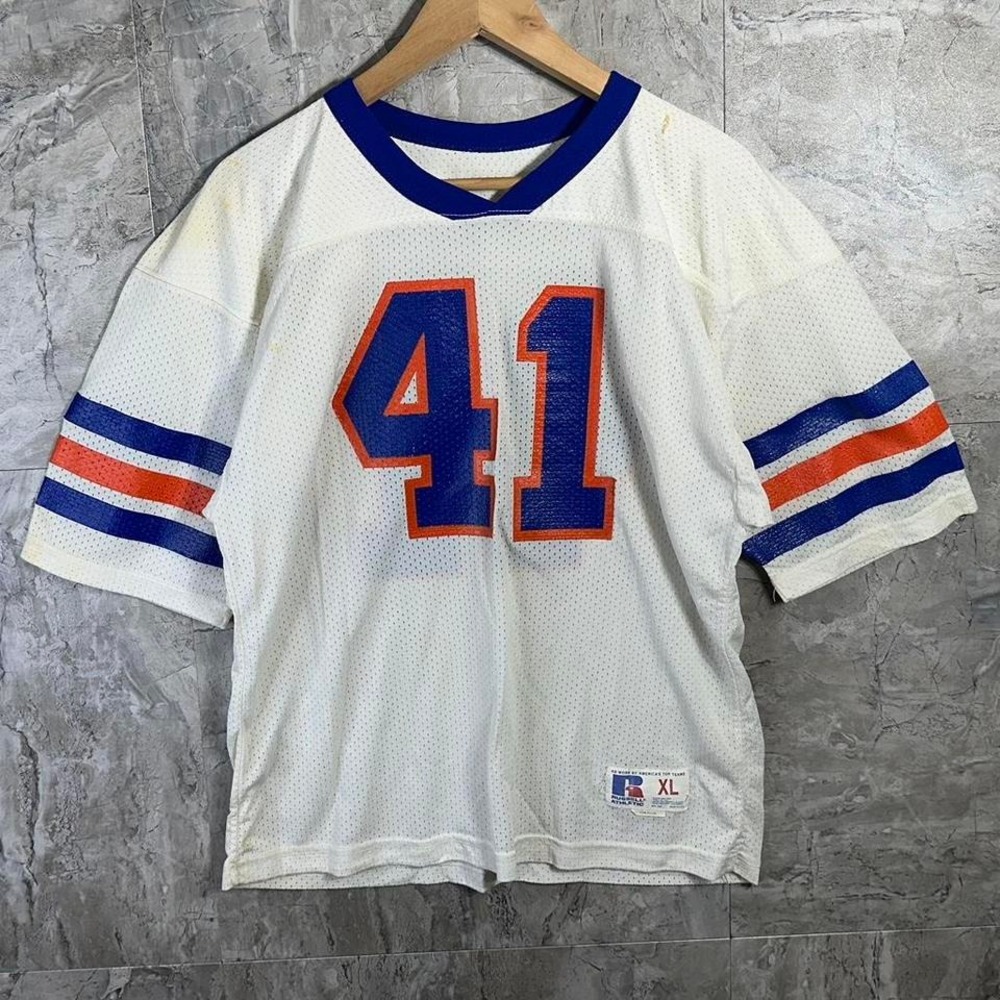 Vintage 90s Russel athletic white orange Football number 41 jersey  Woman's XL